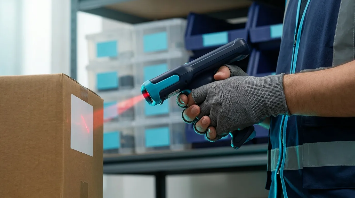 Worker scanning barcode on carton for LCL consolidation